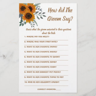 Brautparty Game Card Was hat der Groom gesagt? Flyer