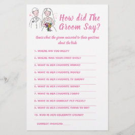 Brautparty Game Card Was hat der Groom gesagt? Flyer