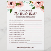 Brautparty Game, der Bride Floral kennt