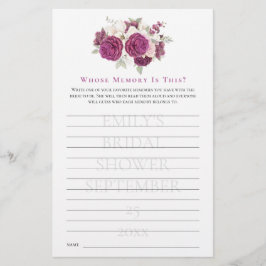 Brautparty Game, dessen Speicher Burgund Florals