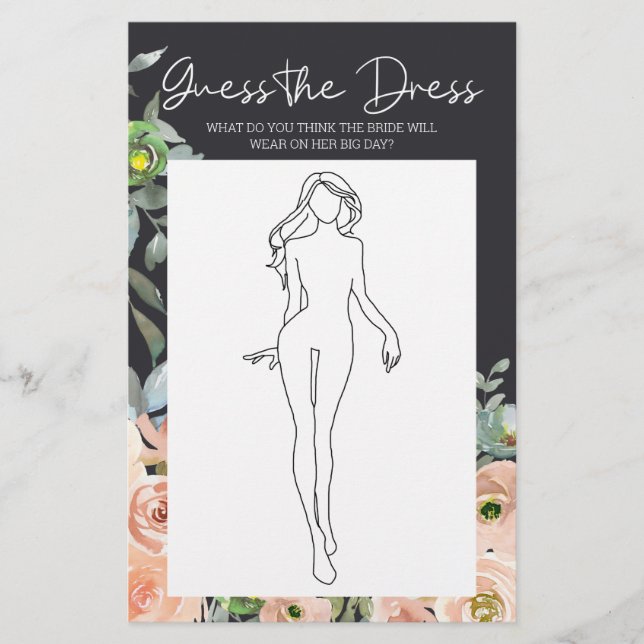 Brautparty Game Floral Gucken Sie die Dresskarte Flyer (Vorne)