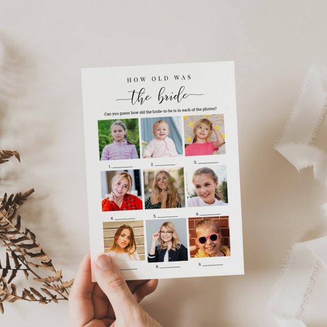 Brautparty Game - Foto wie alt war die Braut Einladung (Von Creator hochgeladen)