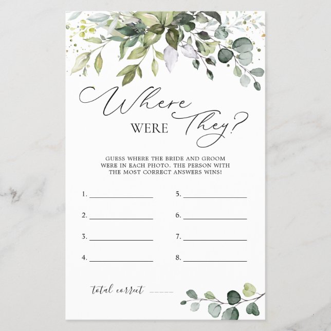 Brautparty Game Greenerity wo sie waren Flyer (Vorne)