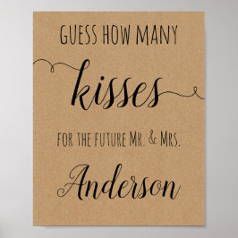 Brautparty Game Guess Wie viele Kisses Poster
