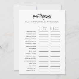 Brautparty-Game-Karte für Minimalistische Kategori Einladung