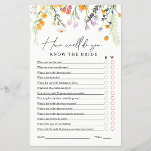 Brautparty Game Know the Bridge Wildblumen Flye Flyer