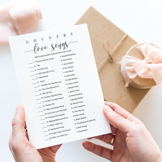Brautparty Game Personalisiert Country Liebe Songs Einladung (Von Creator hochgeladen)