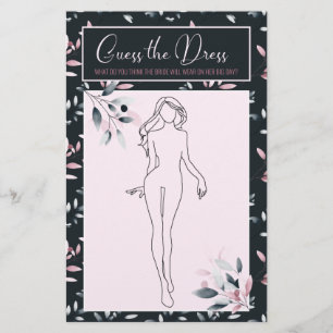 Brautparty Game Pink Navy Ratet die Dress Card Flyer