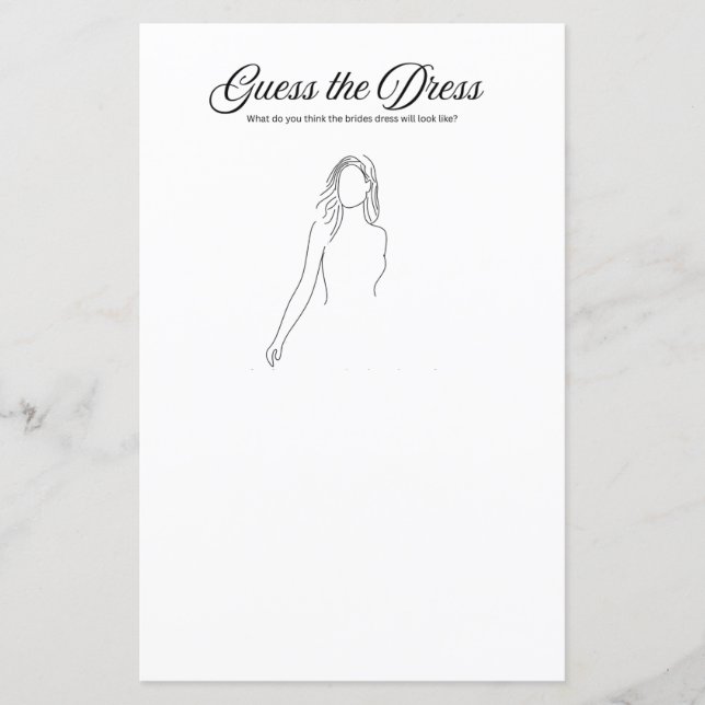 Brautparty Game: Raten Sie mal das Kleid (Vorderseite)