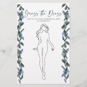 Brautparty Game Sage Silve Ratet die Dress Card Flyer