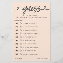 Brautparty Game sagte er sagte, sie sagte raten