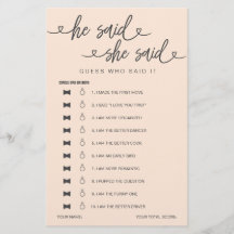 Brautparty Game sagte er sagte, sie sagte raten