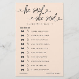 Brautparty Game sagte er sagte, sie sagte raten