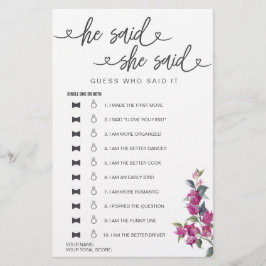 Brautparty Game sagte er sagte, sie sagte raten