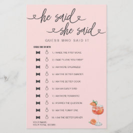 Brautparty Game sagte er sagte, sie sagte raten