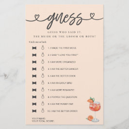 Brautparty Game, sagte er, sie sagte Guess Aperol