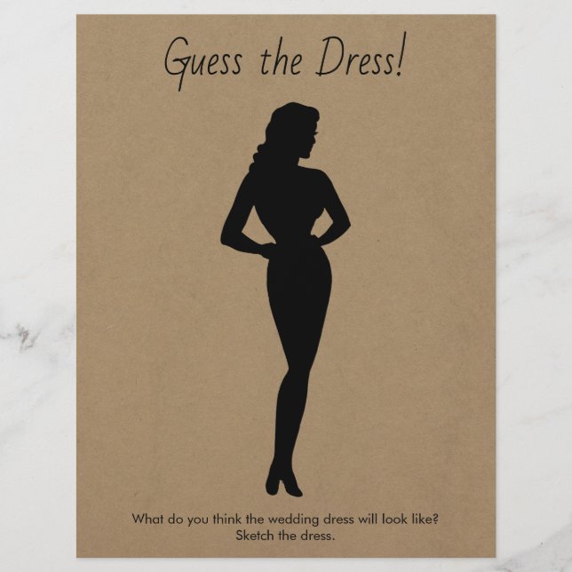 Brautparty Game Sketch the Wedding Dress Flyer (Vorne)