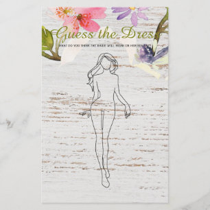 Brautparty Game White Wood Pink Guess das Kleid Flyer