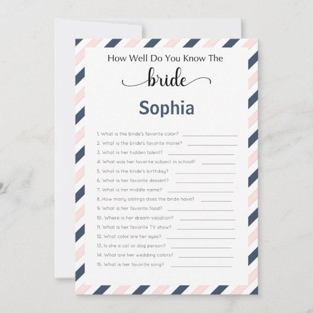 Brautparty Game wie gut kennen Sie die Brille Einladung (Vorderseite)