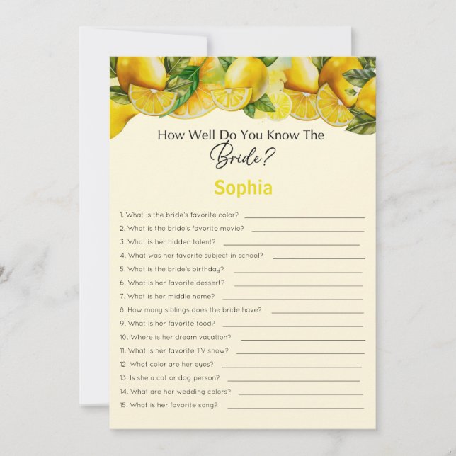 Brautparty Game wie gut kennen Sie die Brille Einladung (Vorderseite)