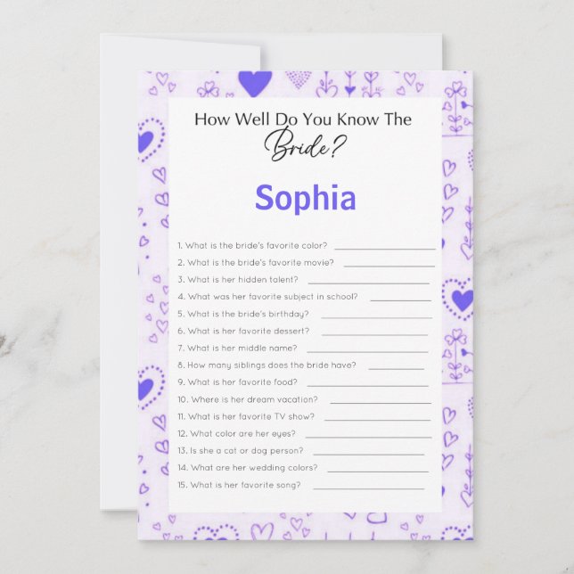 Brautparty Game wie gut kennen Sie die Brille Einladung (Vorderseite)