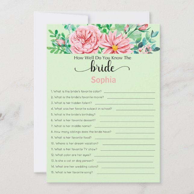 Brautparty Game wie gut kennen Sie die Brille Einladung (Vorderseite)