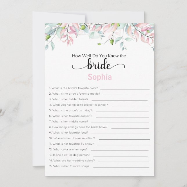 Brautparty Game wie gut kennen Sie die Brille Einladung (Vorderseite)