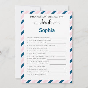 Brautparty Game wie gut kennen Sie die Brille Einladung
