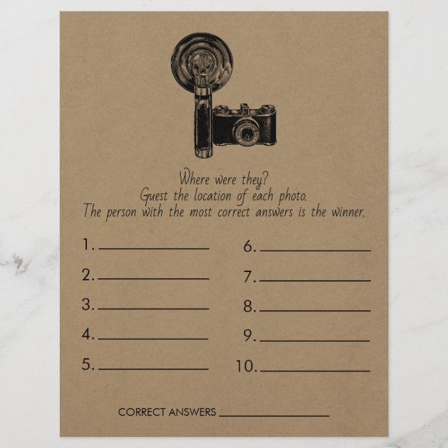 Brautparty Game Wo waren sie? Hochzeit Flyer (Vorne)