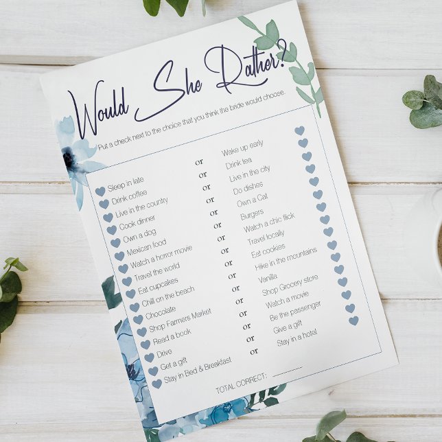 Brautparty Game würde sie eher blauen Rose (Von Creator hochgeladen)