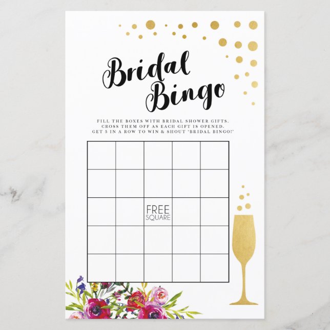Brautparty Games Bingo Game Wedding Champagne (Vorderseite)