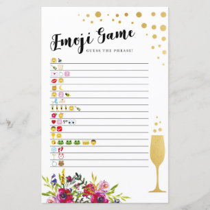 Brautparty Games Guess of Emoji Game Champagne
