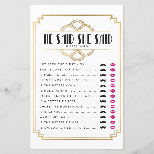 Brautparty Games sagte er sagte, sie sagte, Spiel  (Vorderseite)