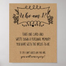 Brautparty Games Who Bin I Poster