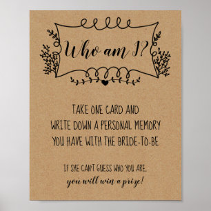 Brautparty Games Who Bin I Poster