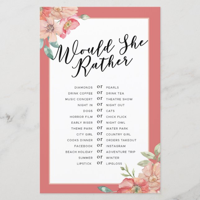 Brautparty Games würden sie eher spielen (Vorderseite)