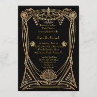 Brautparty, Gatsby-Stil, Schwarz & Gold, Artdeco