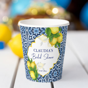 Brautparty Gefallen Geschenke blauen Fliesen Zitro Pappbecher
