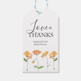 Brautparty Gefallen Tags Wasserfarben Orange Blume Geschenkanhänger