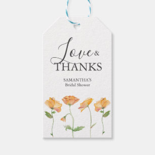 Brautparty Gefallen Tags Wasserfarben Orange Blume Geschenkanhänger