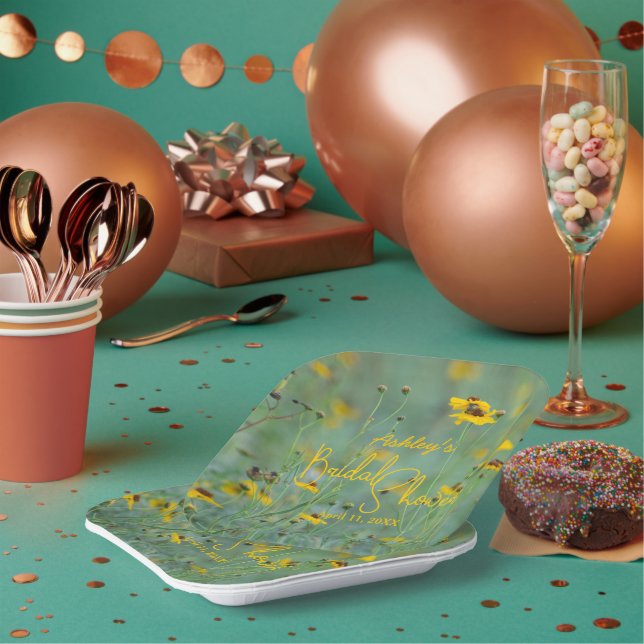 Brautparty Gelbe Wildblume Blumenbild Pappteller (Multi)