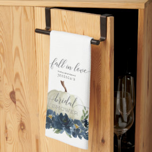 Brautparty-Geschenk Kürbis Navy Blau Herbstliebe Geschirrtuch