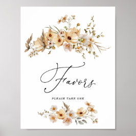 Brautparty-Geschenke-Schild mit beigen Wildblumen Poster