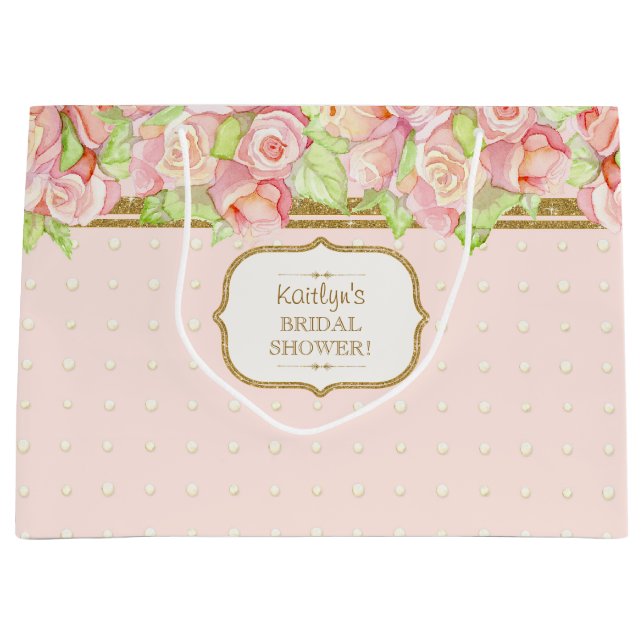 Brautparty Geschenktasche Wasserfarbe Rose Bouquet Große Geschenktüte (Vorderseite)