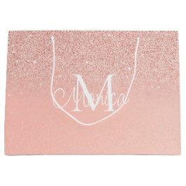 Brautparty Glitter Baby Rosa Monogramm Geschenktas Große Geschenktüte