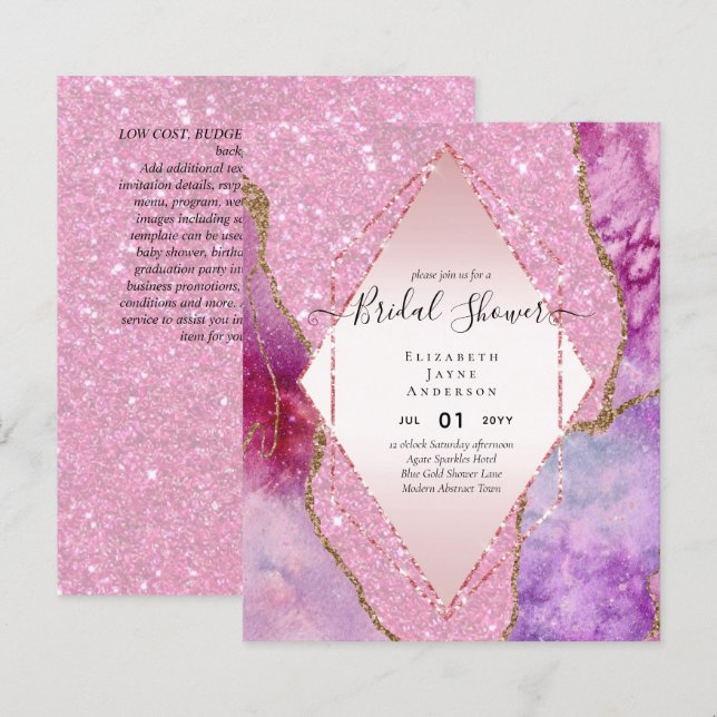 BRAUTPARTY Glitterie AGATE Sparkle Einladung (Vorne/Hinten)