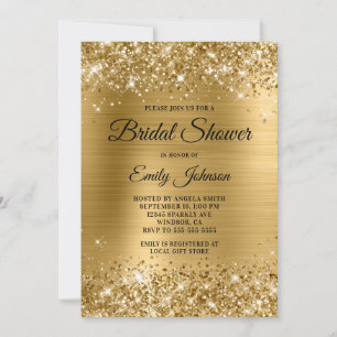 Brautparty Glittery Gold Foil Extravagantes Skript Einladung
