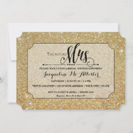 Brautparty Gold Glitzer Future Mrs. Ticket Einladung