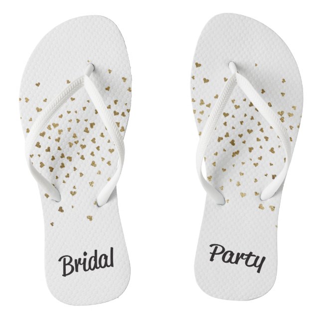 Brautparty Gold Heart Flip Flops (Fußbett)