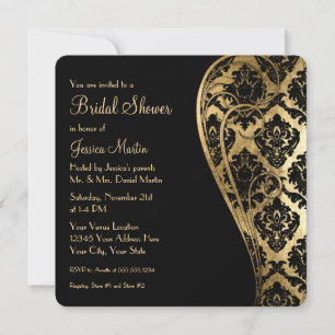 Brautparty Gold Leaf Schauen Damask Scroll laden Einladung